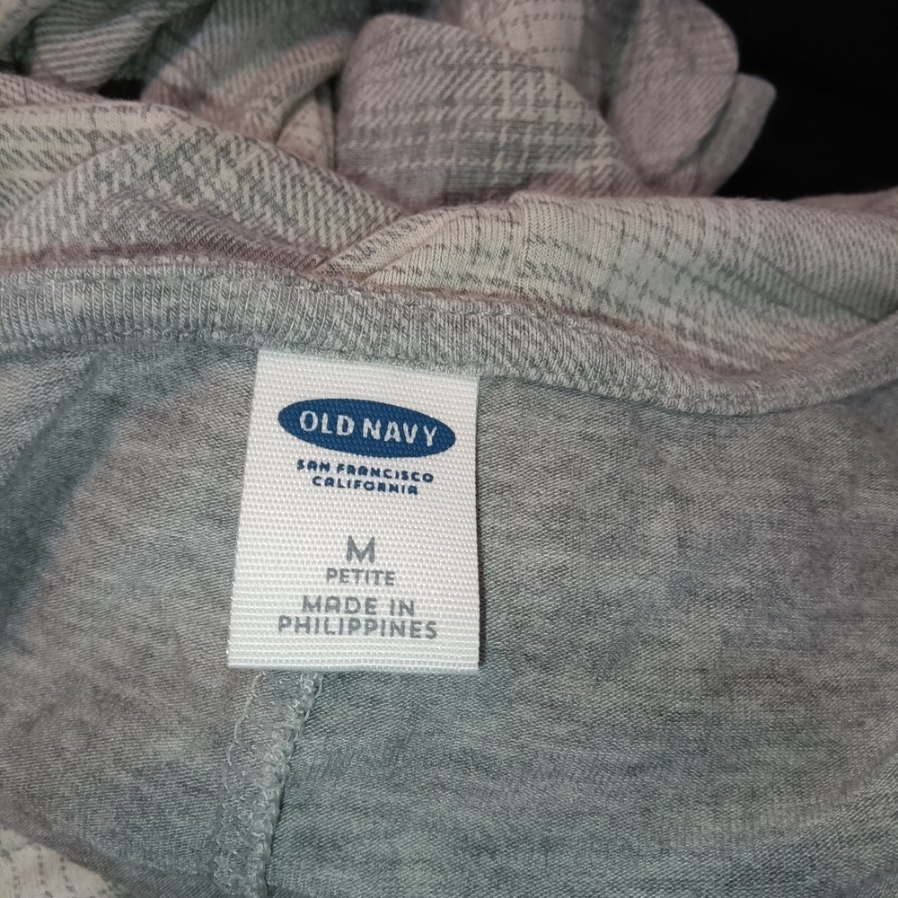 Old Navy Womens Grey Plaid Long Sleeve Swing Dress Petite Medium A-Line Mini - Picture 10 of 10